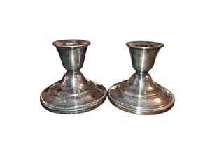 International Silver Co. 4IN Silver Plated Taper Candle Holder Vintage Set